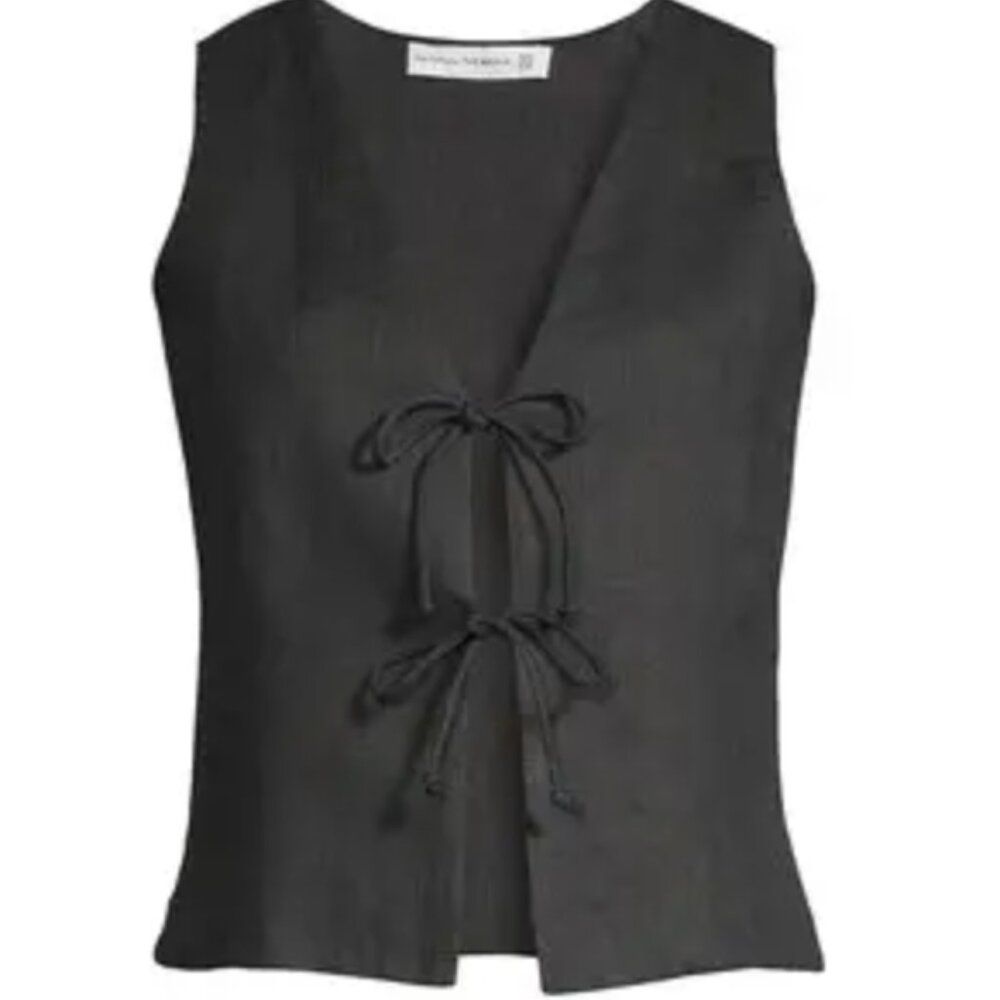 Faithfull the Brand Tie Linen Tie Front Vest